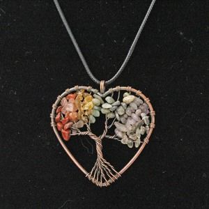 New Fashion Red Copper Toned Heart Tree of Life Necklace N31